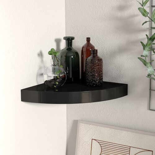 VidaXL Kotna polica črna 25x25x3,8 cm MDF Slike
