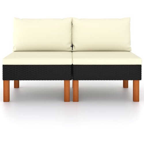 Maison Chic Sredinski kavč - Sofa - Kanapei 2 kosa poli ratan in trden evkaliptusov les, (21727685) Cene
