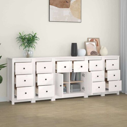  Komoda bijela 230 x 35 x 80 cm od masivne borovine Cijene