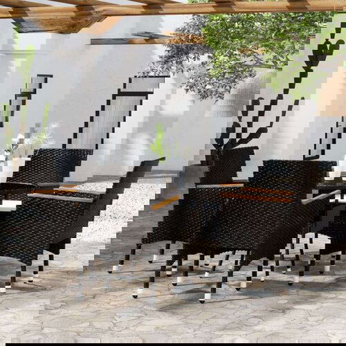  5-dijelni vrtni bistro set od poliratana i kaljenog stakla crni Slike