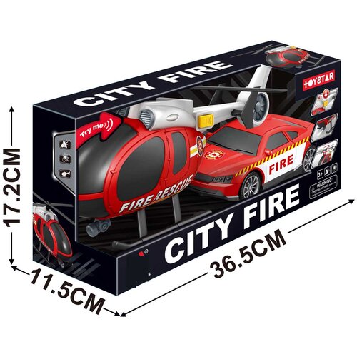 Helicopter + Fire Department Car Set Cene