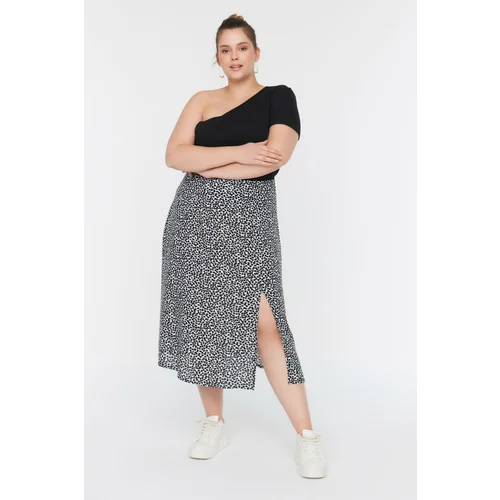 Trendyol Curve Black Slit Woven Viscose Skirt