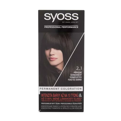 Syoss Permanent Coloration boja za kosu obojena kosa 50 ml Nijansa 2-1 black-brown za ženske POKR