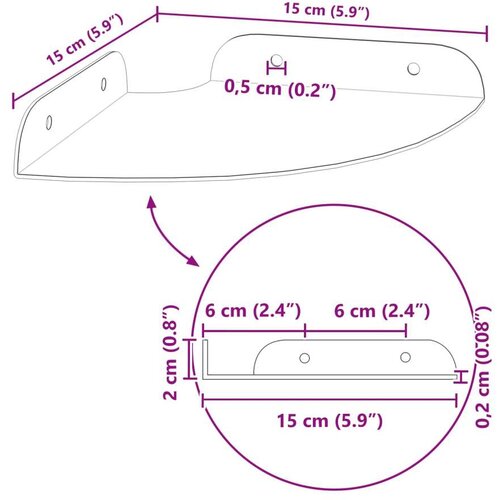  Lebdeća polica s policom 4 pcs Antracit 15 x 15 x 2 cm - Antracit 15 cm 4 Slike