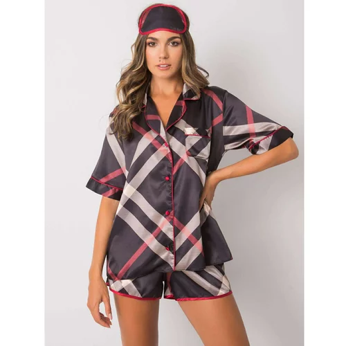 Fashion Hunters Black two-piece checkered pajamas
