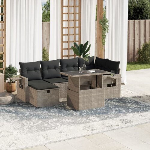 vidaXL 7-dijelni set vrtnih sofa svjetlosivi od poliratana Cijene