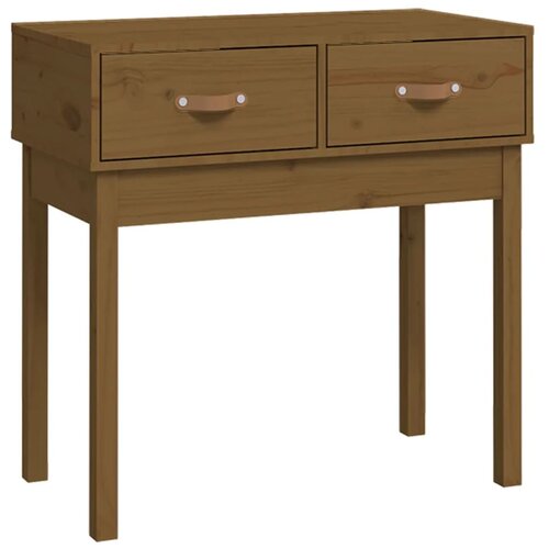 Maison Chic konzolna miza - miza ob steni medeno rjava 76,5x40x75 cm trdna borovina, (21786101) Slike