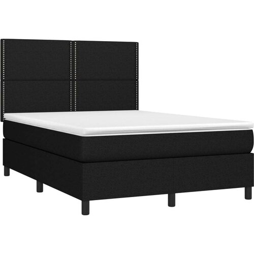  Krevet box spring s madracem LED crni 140x190 cm od tkanine Slike
