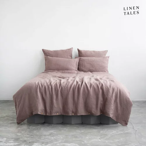 Linen Tales Roza lan produžena posteljina za bračni krevet 200x220 cm -