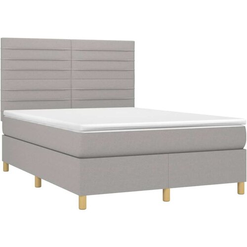 VidaXL Krevet s oprugama i madracem svjetlosivi 140x190 cm od tkanine Slike