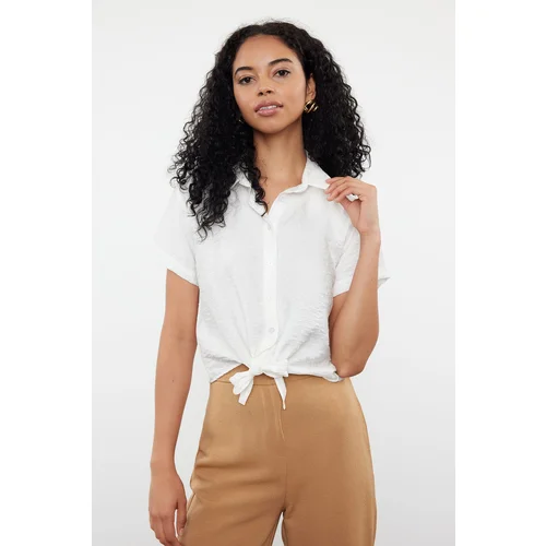 Trendyol Ecru Tie-Up Woven Shirt