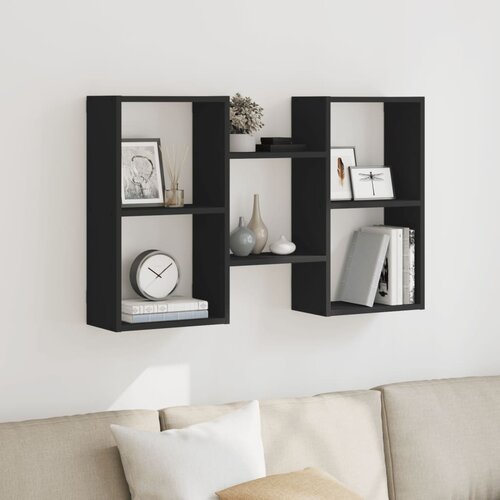 vidaXL Stenska polica črna 96x18x60 cm iverna plošča Cene