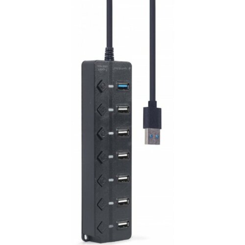 Gembird UHB-U3P1U2P6P-01 7-port USB hub (1xUSB 3.1 + 6xUSB 2.0) with switches, black Slike