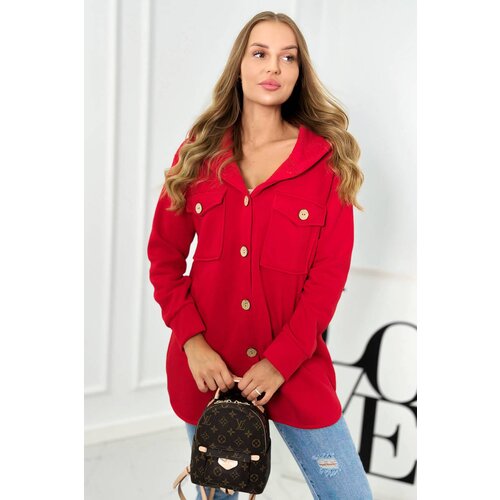 Kesi Cotton insulated sweatshirt with decorative buttons of red color Slike