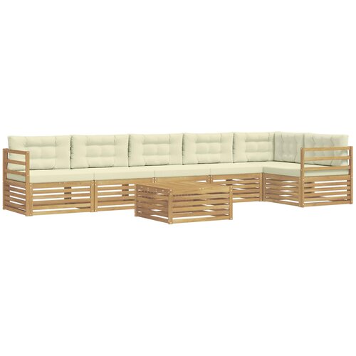 vidaXL Zunanja garnitura za sedenje 7 pcs Bela in krem Poliester, (5000280884) Cene