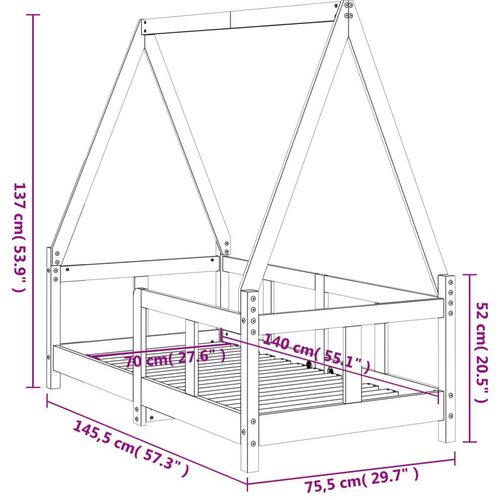  Za dječji krevet bijeli 70 x 140 cm od masivne borovine Slike