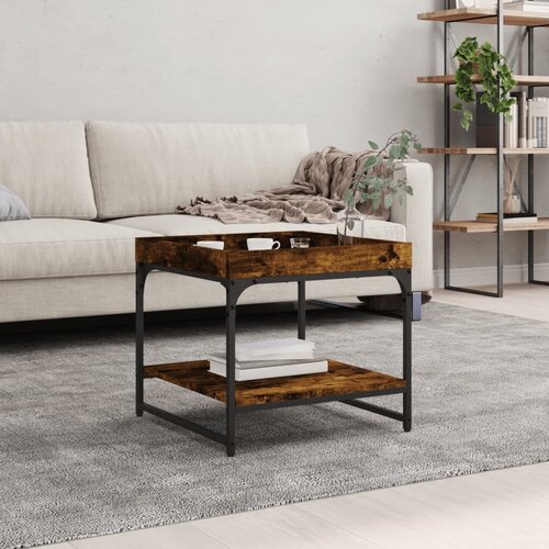 vidaXL Klubska mizica dimljeni hrast 49,5x49,5x45 cm inženirski les Cene