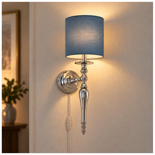 Brilagi Zidna lampa NUBILA 1xE27/60W/230V sjajni hrom/tamno plava Slike
