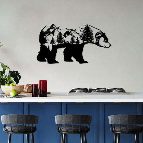 Wallity Zidna dekoracija Bear Of The Forest, 37 x 70 cm, Crna Cene