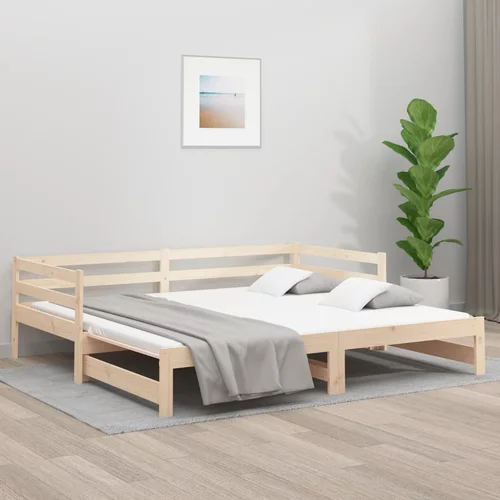 vidaXL Izvlečna dnevna postelja 90x190 cm trdna borovina