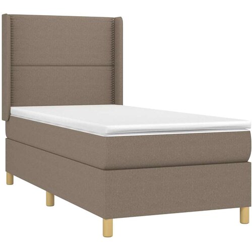  Krevet s oprugama i madracem smeđesivi 100 x 200 cm od tkanine Slike