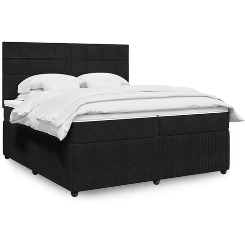 vidaXL Box spring postelja z vzmetnico črna 200x200 cm žamet Cene