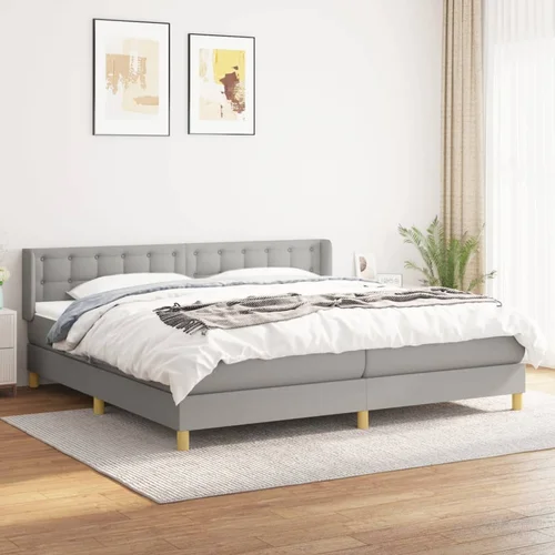 The Living Store Box spring postelja z vzmetnico svetlo siva 200x200 cm blago - Box Spring Postelja, (21521588)