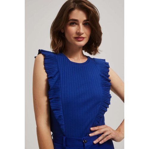 Marisse Blue Ribbed Blouse With Ruffles Cijene