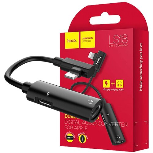 Hoco Adapter za slušalice 2in1, iPhone,Lightning na 2 x Lightning - LS18, Crni Cijene