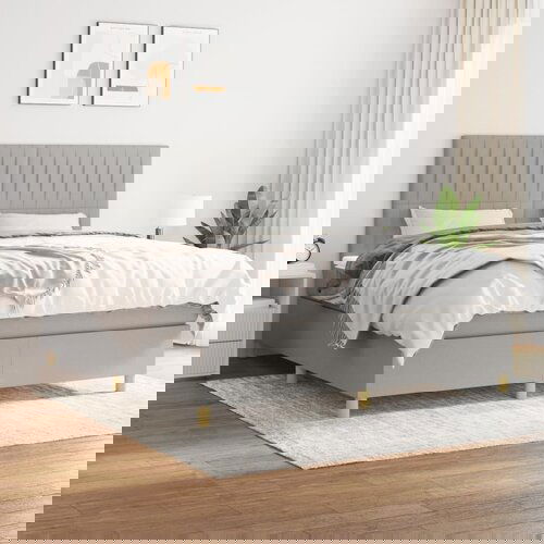  The Living Store Box spring postelja z vzmetnico svetlo siva 160x200 cm žamet - Box Spring Postelja, (21489676) Slike