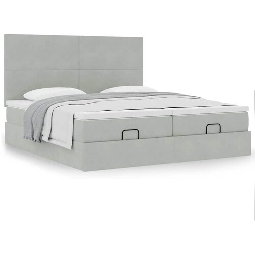vidaXL Otomanski posteljni okvir z vzmetnicami siv 200x200cm žamet Cene