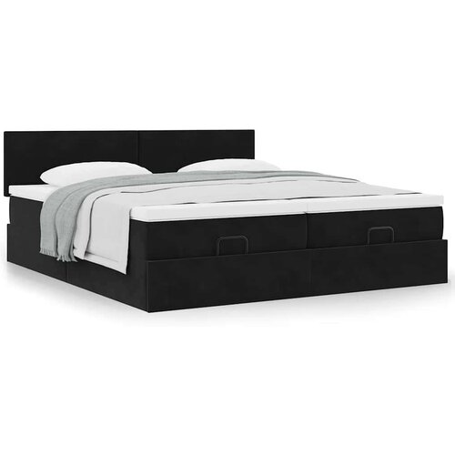  Okvir kreveta s madracima crni 160x200cm baršunasti Cijene