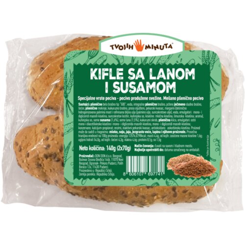 Tvojih 5 Minuta kifla sa lanom i susamom 2x70g Cene