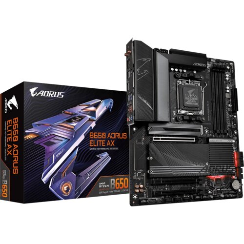 Gigabyte osnovne plošče B650 AORUS ELITE AX, DDR5, SATA3, USB3.2Gen2x2, DP, 2.5GbE, WiFi 6E, AM5 ATX Cene