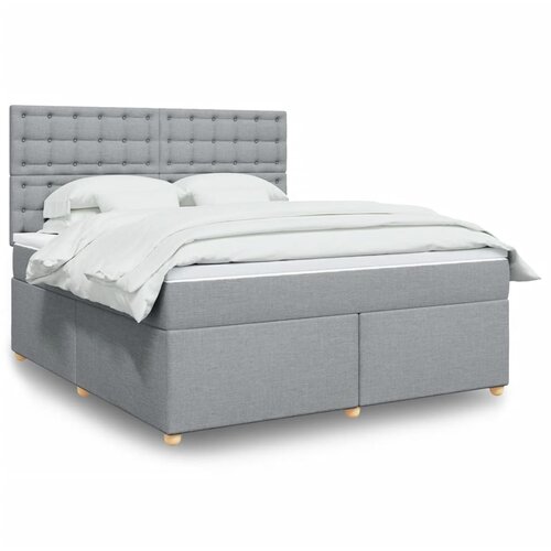 VidaXL Box spring postelja z vzmetnico svetlo siva 180x200 cm blago Slike