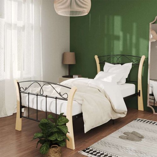  Za krevet crni metalni 90 x 200 cm Slike