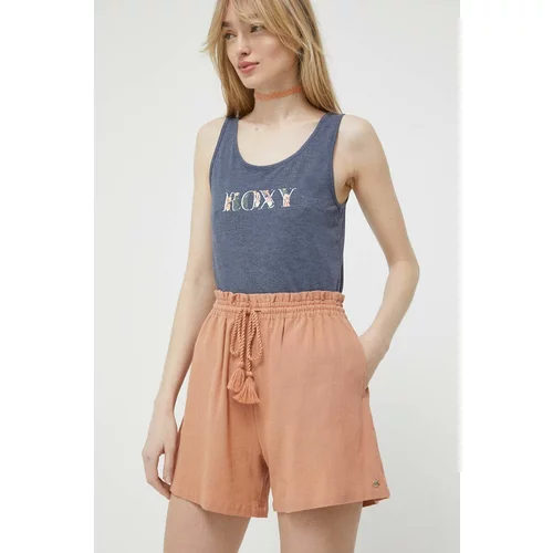 Roxy Pamučne kratke hlače boja: narančasta, glatki materijal, visoki struk