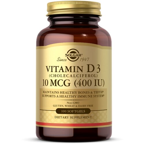 Solgar vitamin D3 iz ulja riblje jetre 400IU 100 kapsula 104490.0 Slike