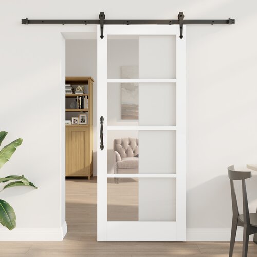 vidaXL drsna vrata s kompletnimi materiali bela 83x202 cm masivno borovo, notranja vrata z steklom 'ORKDAL'bela 83x202x4 cm Cene