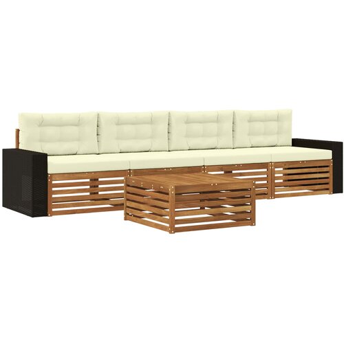  Set vanjskih sofa 5 kom. Prirodna i krem Čvrsto drvo akacije 79 x 79 x 37 cm Slike