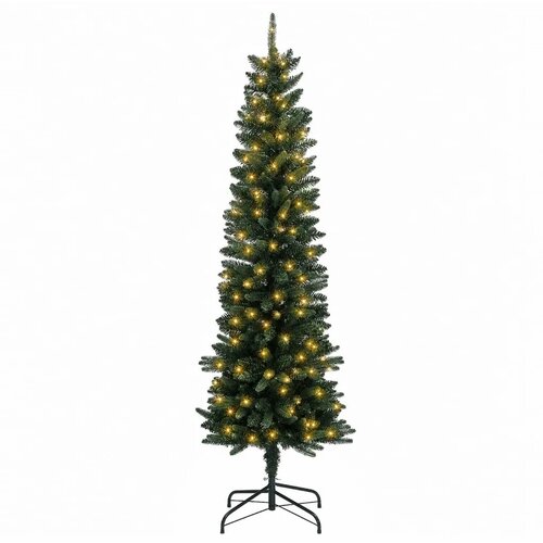  Umjetno vitko božićno drvce 120 cm 150 LED lampica Topla bijela - 120 cm s LED svjetlima Zelena Slike