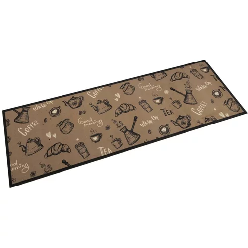 vidaXL Kuhinjski tepih perivi s natpisom Morning 60x180 cm baršunasti