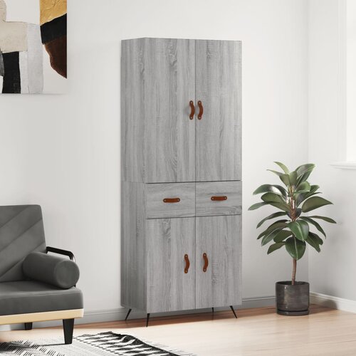 vidaXL Visoka komoda siva sonoma 69,5x34x180 cm inženirski les Cene