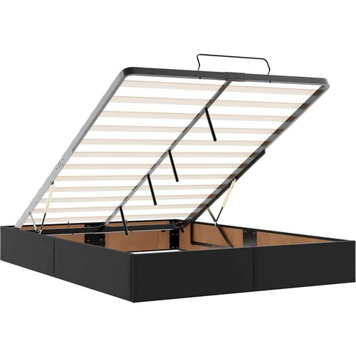 VidaXL Otomanski krevet s madracima i LED crni 140x190cm umjetna koža Slike