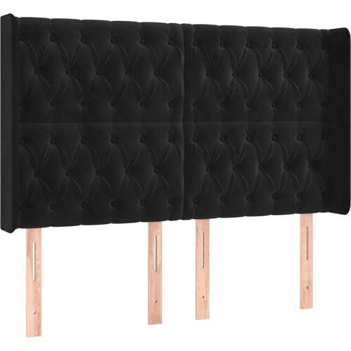 Maison Chic Posteljno vzglavje - Vzglavna omarica - Nočna omarica z ušesi črno 163x16x118/128 cm žamet, (21712927) Cene