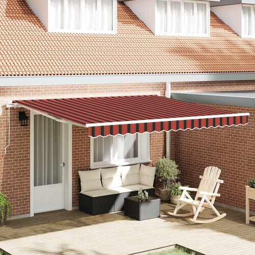 VidaXL Ročna Retraktibilna Tenda Rdeča in Rjava 400x300 cm Slike