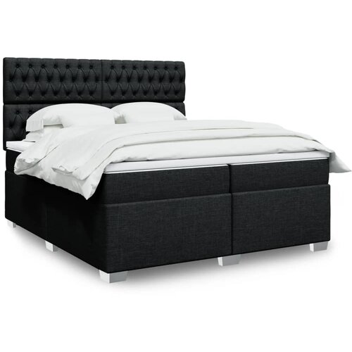 VidaXL Krevet s oprugama i madracem crni 200x200 cm od tkanine Slike