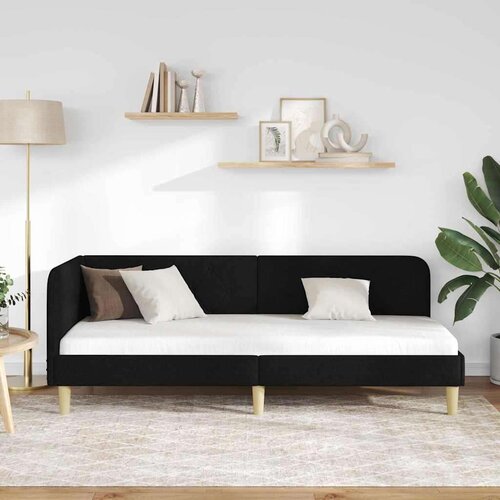  Kutni okvir kreveta s uzglavljem Crna 80 x 200 cm tkanina Slike