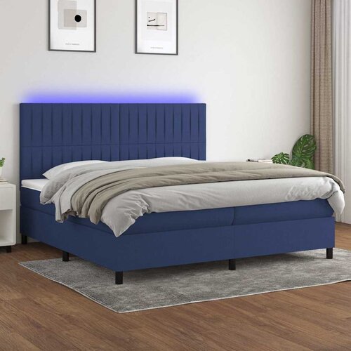  box spring s madracem LED plavi 200x200 cm od tkanine Cene