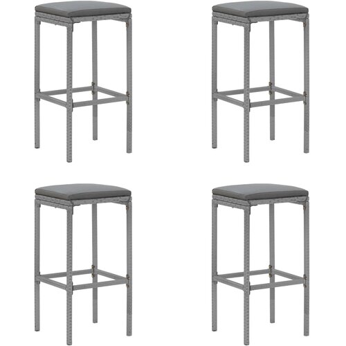  5-dijelni vrtni barski set od poliratana s jastucima sivi Siva 110 cm table length Slike
